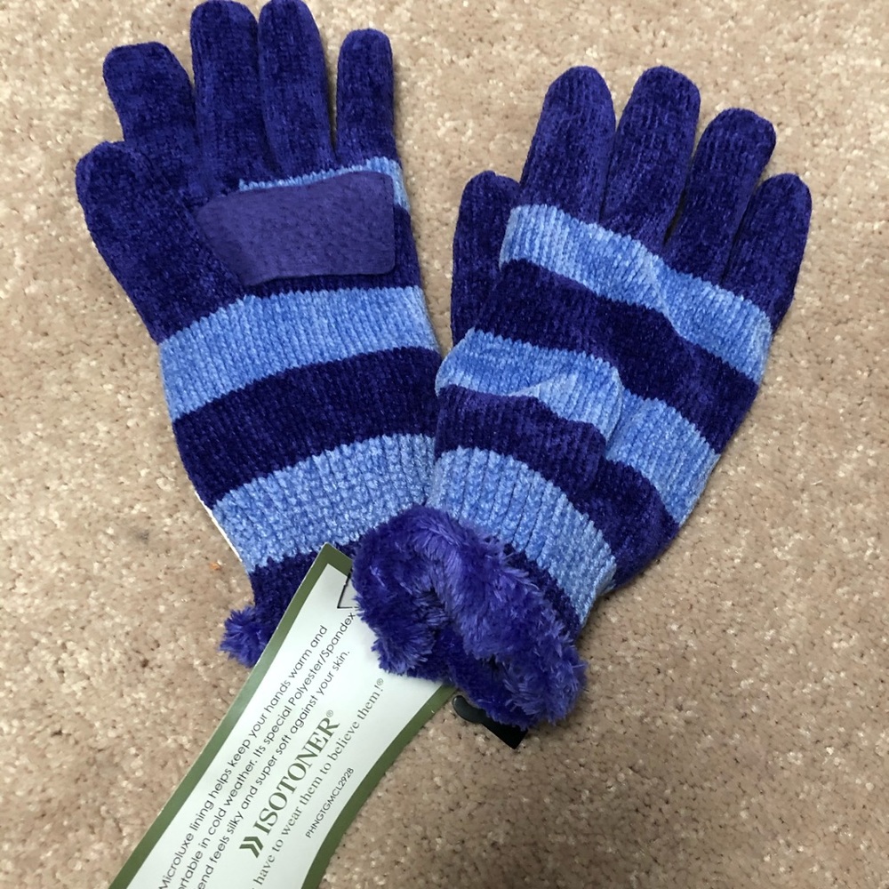 New Isotoner Purple Grip Warm Winter Gloves